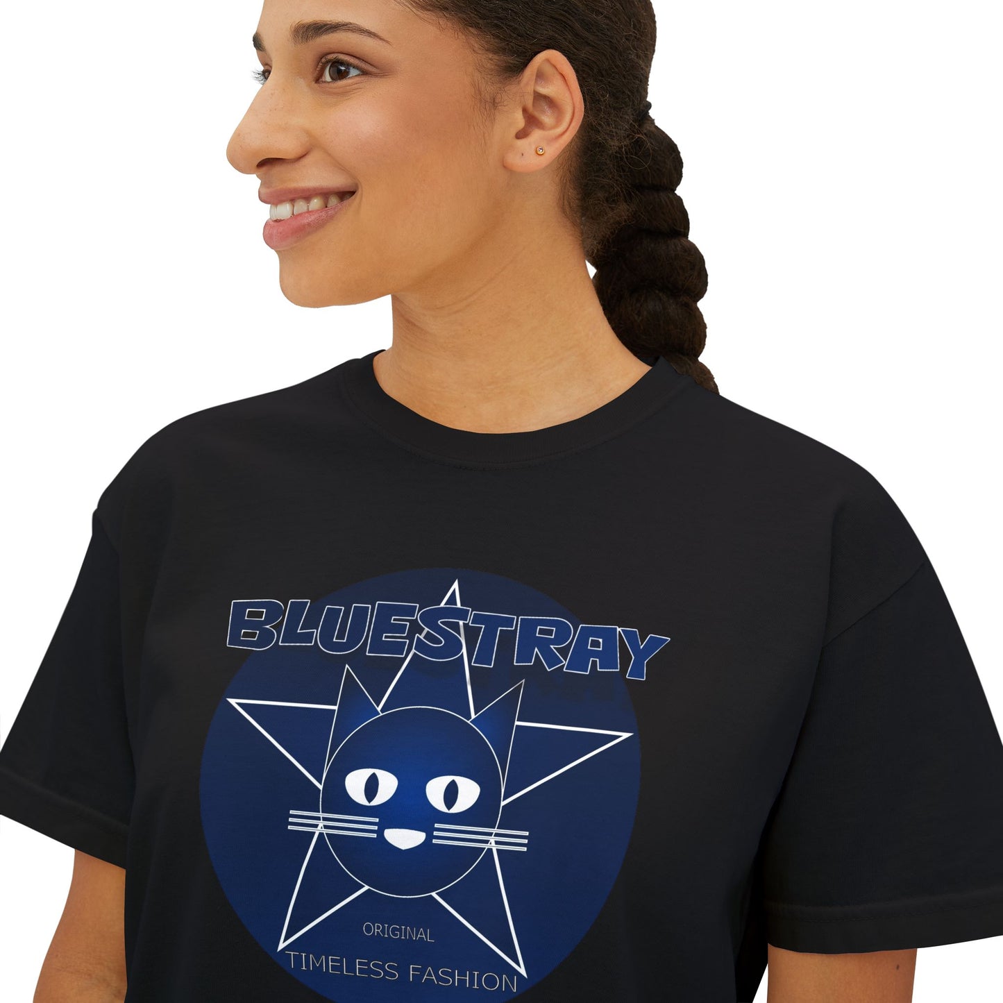 Bluestray Cat Graphic Tee — Women's Boxy Casual Top