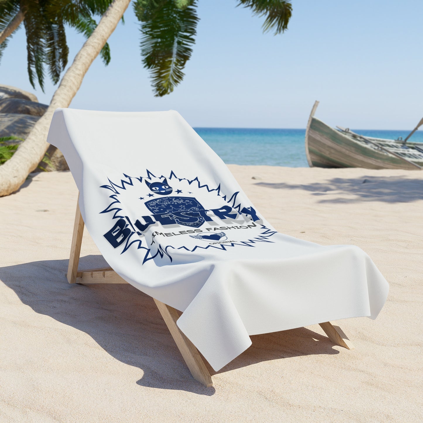 Beach Towel — Vintage Nautical Bluestray Logo Beach Towel