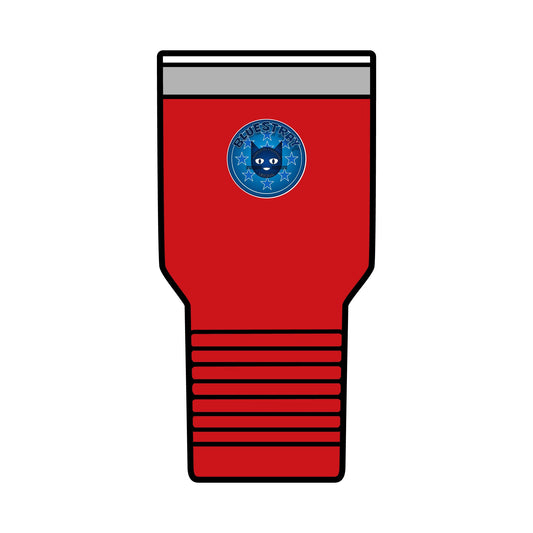 30oz Insulated Tumbler — Coral Drink Cup with Bluestray Cat Sticker