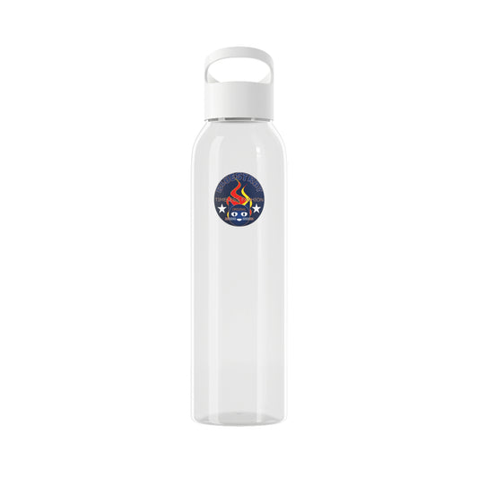 Bluestray Logo Water Bottle — Clear Reusable Bottle with Star & Flame Emblem