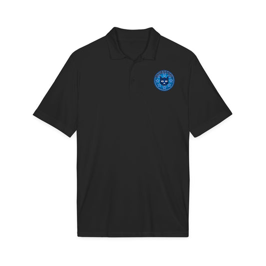 Embroidered Bluestray Cat Patch Polo Shirt — Cute Cat Logo Performance Golf Polo