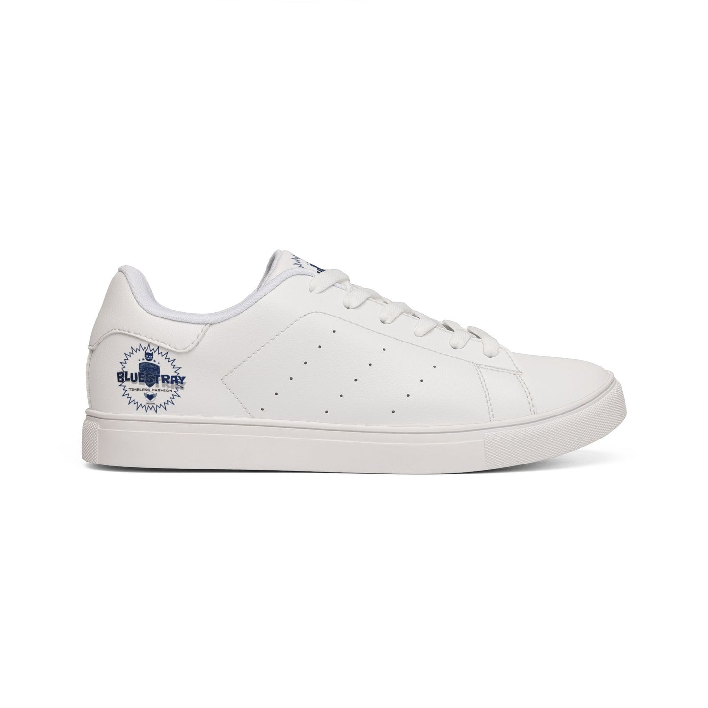 Bluestray Leather Low-Top Sneakers — Classic White Casual Shoes with Subtle Crest Accent