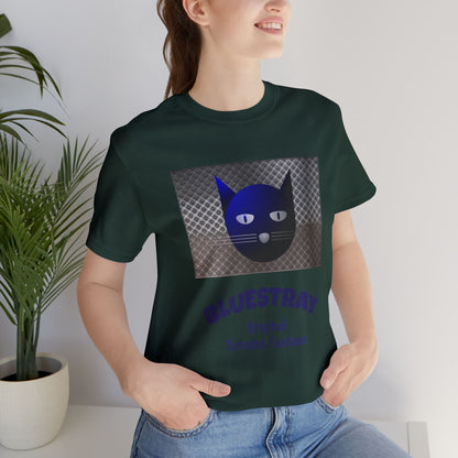 Bluestray Cat Graphic T-Shirt — Retro Blue Cat Logo Tee