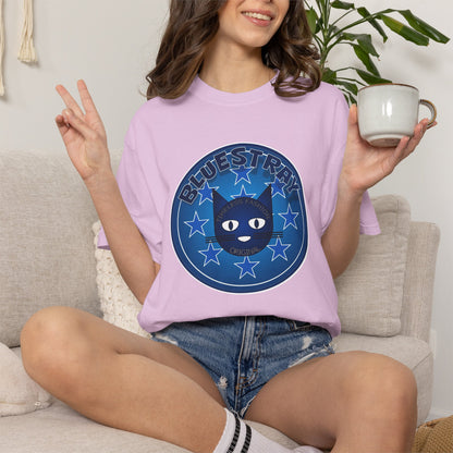 Bluestray Cat Graphic T-Shirt — Retro Star Emblem Tee