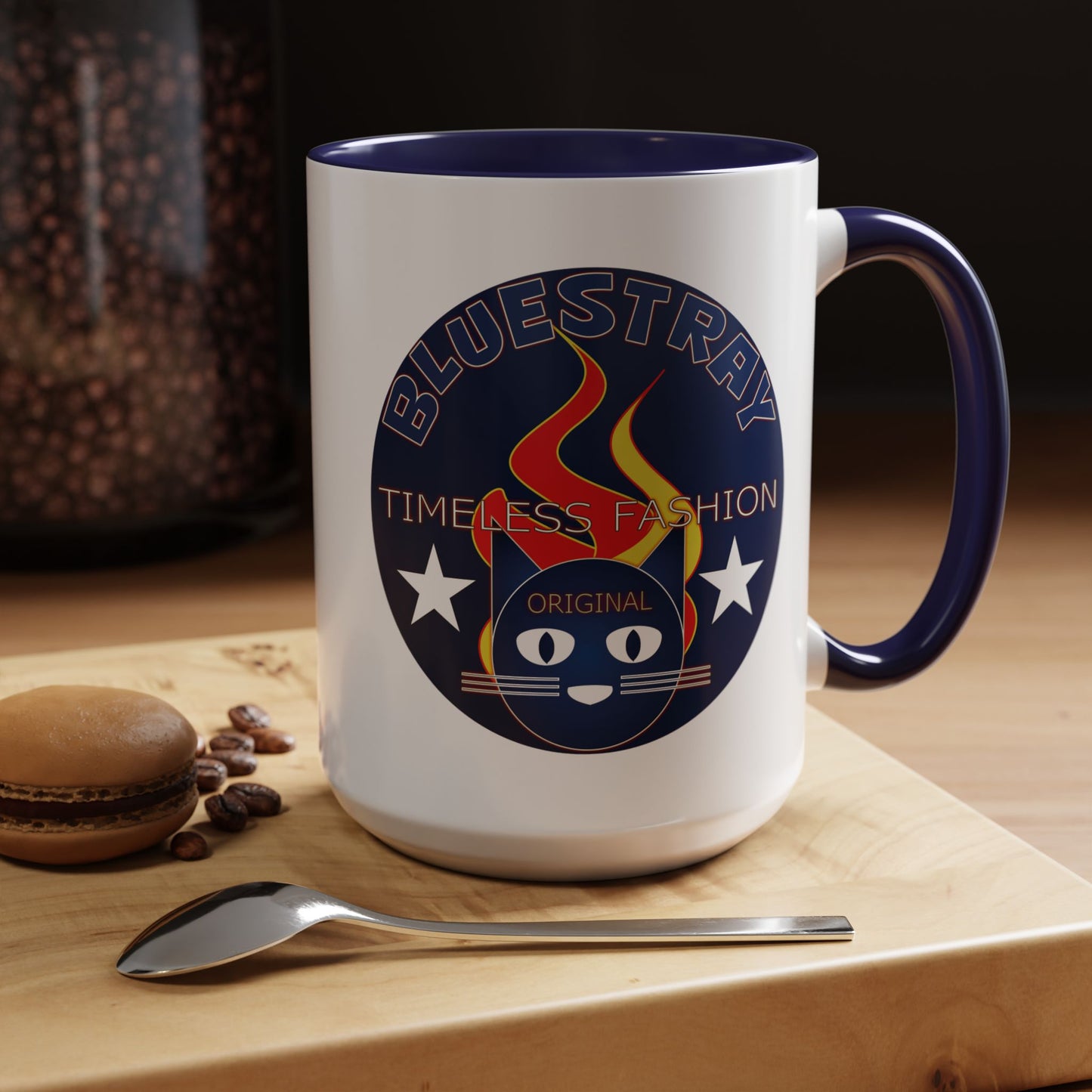 Bluestray Timeless Fashion Accent Coffee Mug — Retro Cat Logo 11/15oz