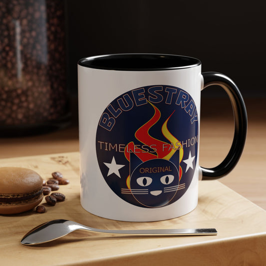 Bluestray Timeless Fashion Accent Coffee Mug — Retro Cat Logo 11/15oz