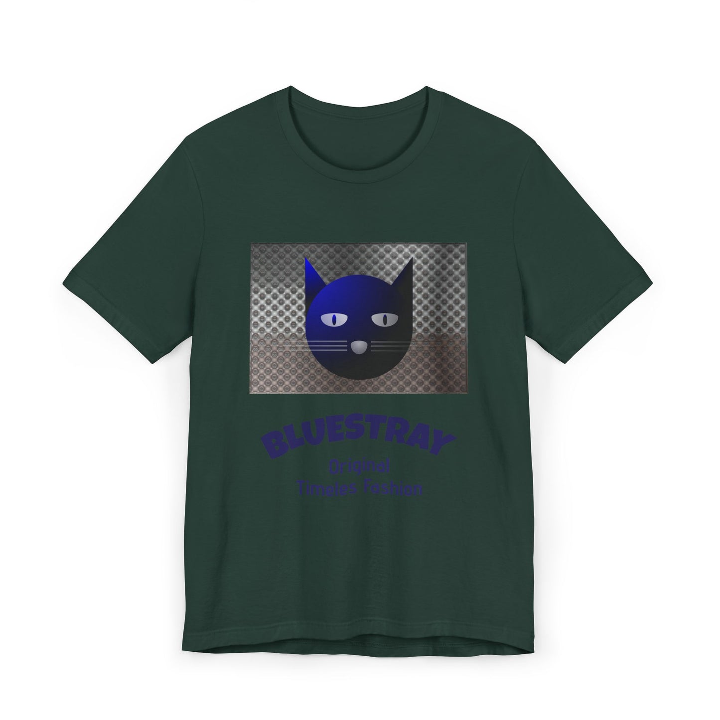 Bluestray Cat Graphic T-Shirt — Retro Blue Cat Logo Tee
