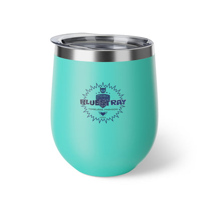 12oz Insulated Copper Tumbler — Vacuum Wine Cup with Leak-Resistant Lid (Bluestray Logo)