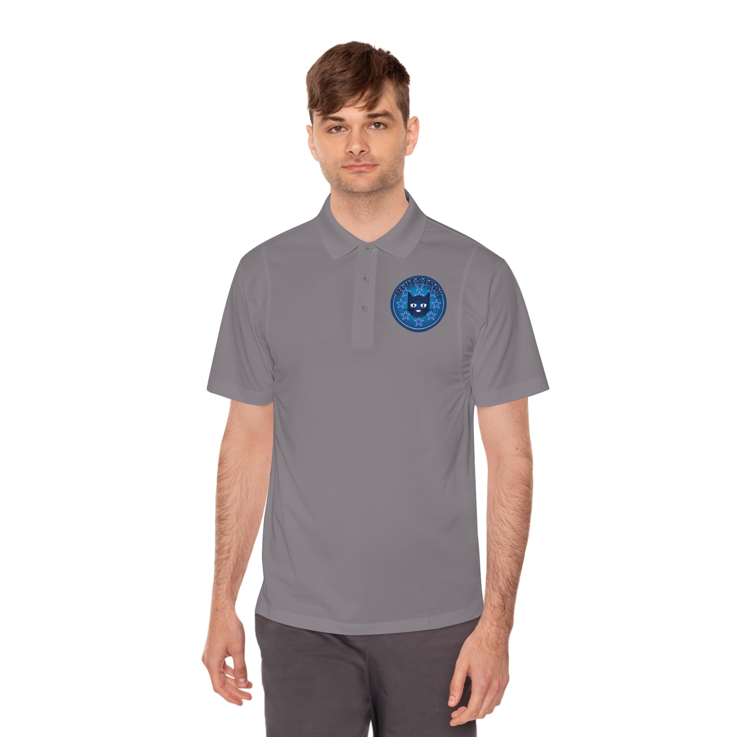 Men's Polo Shirt — Bluestray Galaxy Cat Logo Athletic Golf Shirt