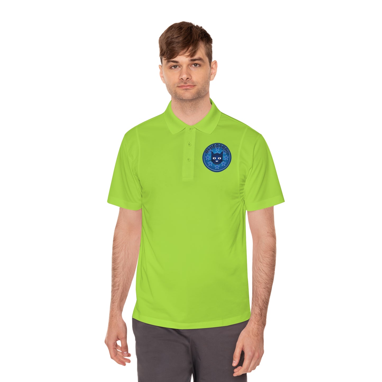 Men's Polo Shirt — Bluestray Galaxy Cat Logo Athletic Golf Shirt