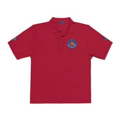 Embroidered Campfire Badge Polo — Outdoor Adventure Bluestray Logo Shirt