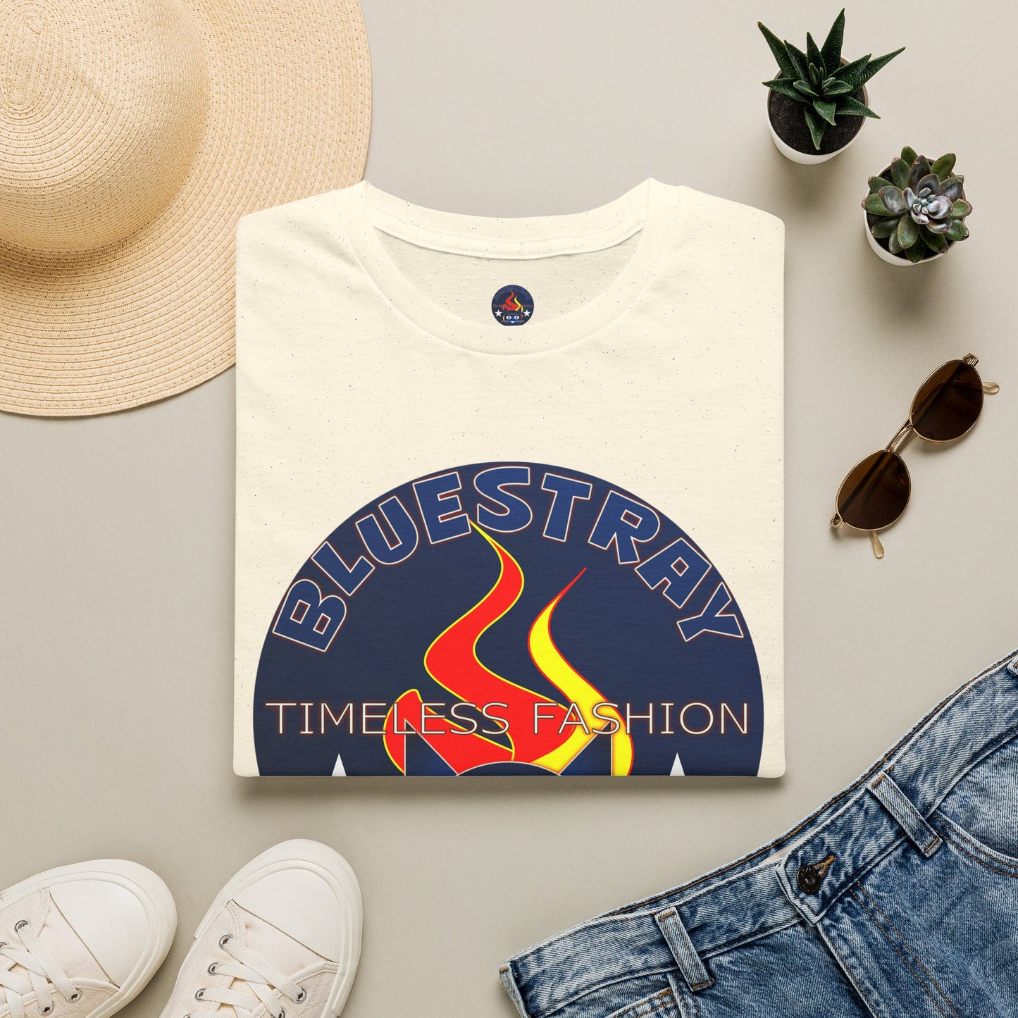 Bluestray 'Timeless Fashion' Graphic T-Shirt — Retro Flame Logo Tee