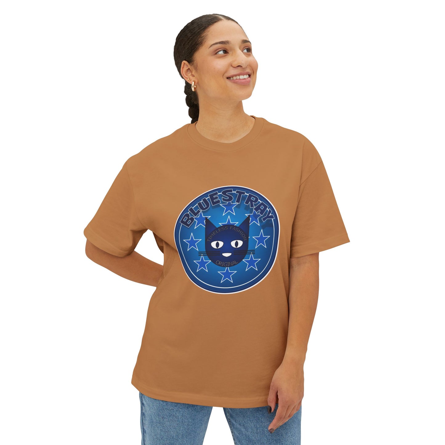 Blue Cat Stars Tee — "Bluestray" Graphic T-Shirt