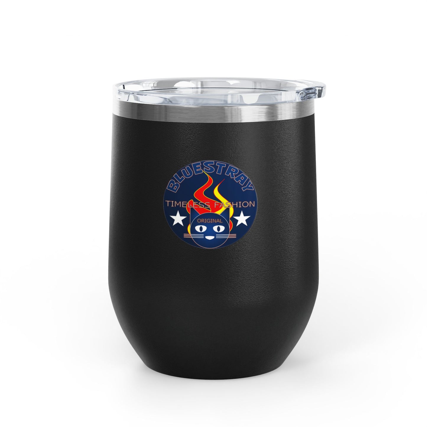 12oz Wine Tumbler — Fire & Flag Bluestray Logo Stainless Insulated Wine Cup many Colors