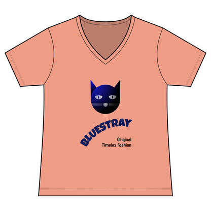 Bluestray Cat V-Neck Tee — Women's Graphic Cat Shirt