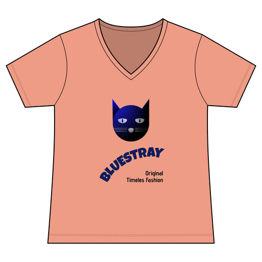 Bluestray Cat V-Neck Tee — Women's Graphic Cat Shirt
