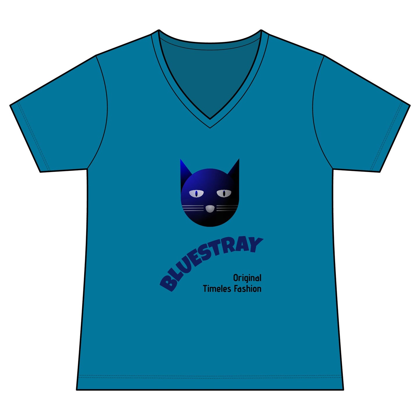 Bluestray Cat V-Neck Tee — Women's Graphic Cat Shirt