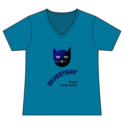 Bluestray Cat V-Neck Tee — Women's Graphic Cat Shirt