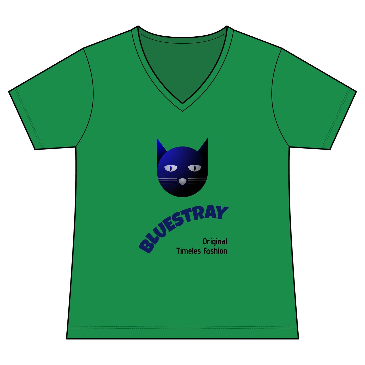 Bluestray Cat V-Neck Tee — Women's Graphic Cat Shirt