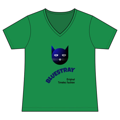 Bluestray Cat V-Neck Tee — Women's Graphic Cat Shirt