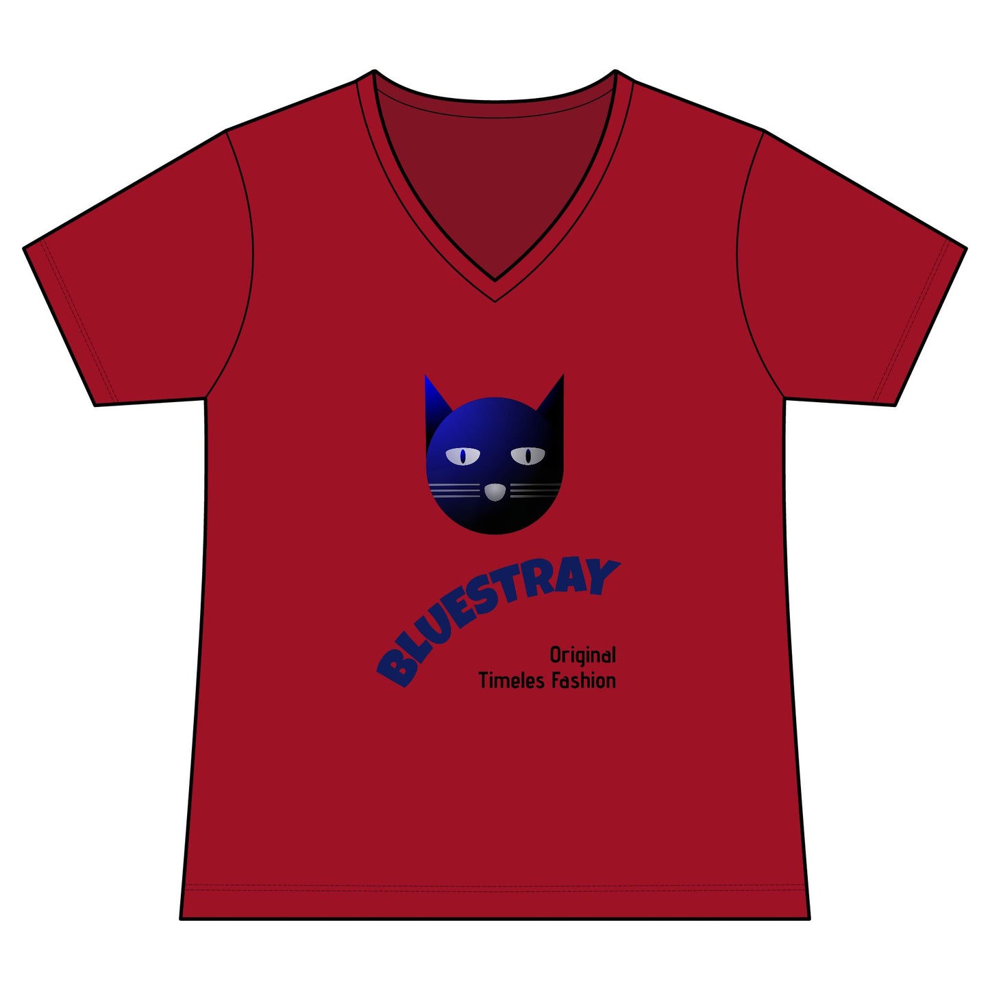 Bluestray Cat V-Neck Tee — Women's Graphic Cat Shirt