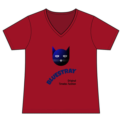 Bluestray Cat V-Neck Tee — Women's Graphic Cat Shirt