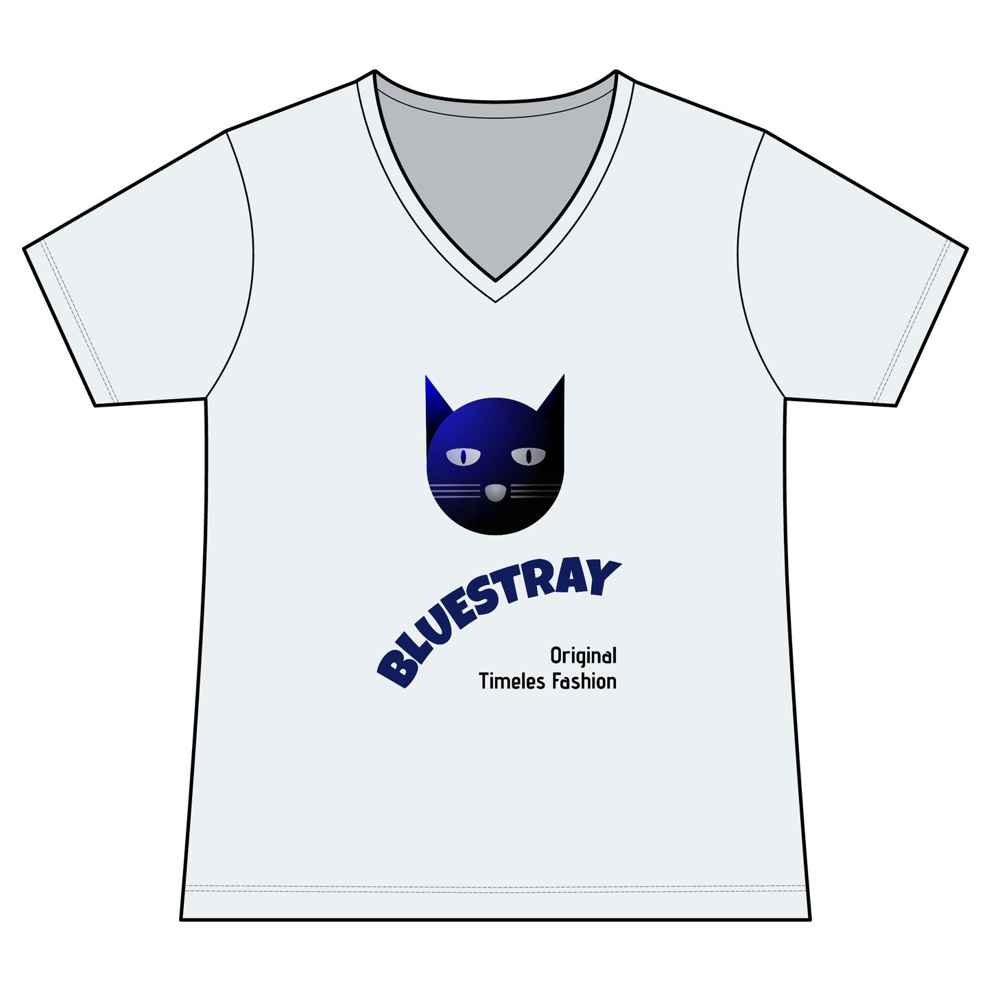 Bluestray Cat V-Neck Tee — Women's Graphic Cat Shirt