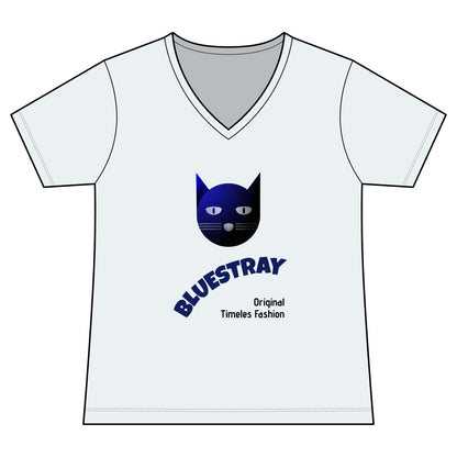 Bluestray Cat V-Neck Tee — Women's Graphic Cat Shirt