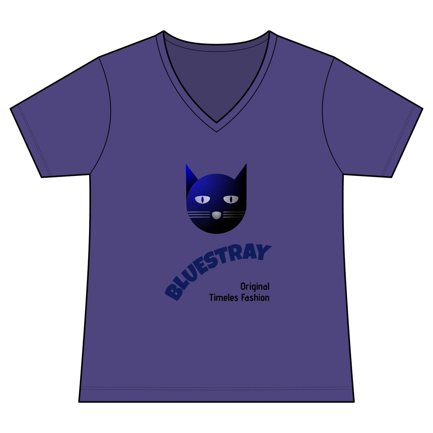 Bluestray Cat V-Neck Tee — Women's Graphic Cat Shirt