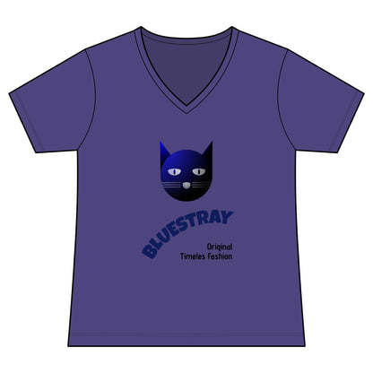 Bluestray Cat V-Neck Tee — Women's Graphic Cat Shirt