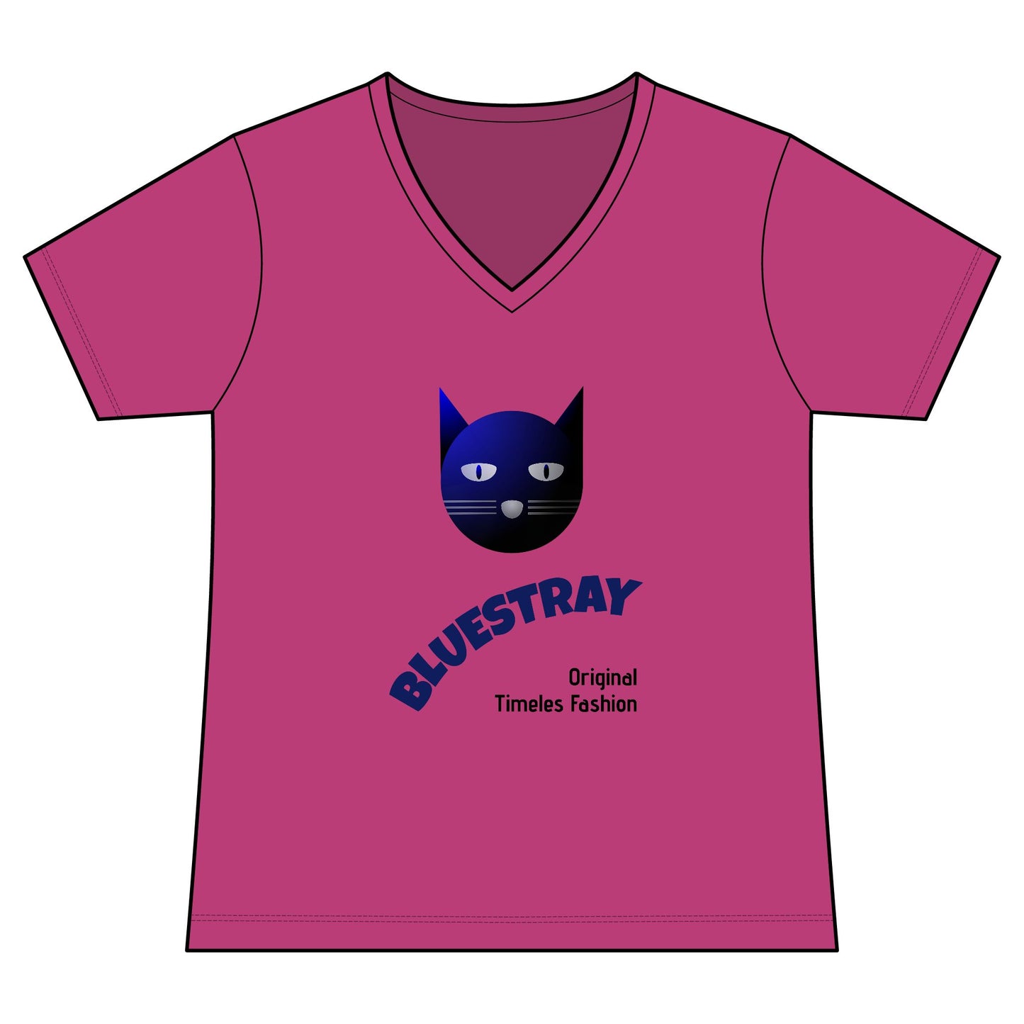 Bluestray Cat V-Neck Tee — Women's Graphic Cat Shirt