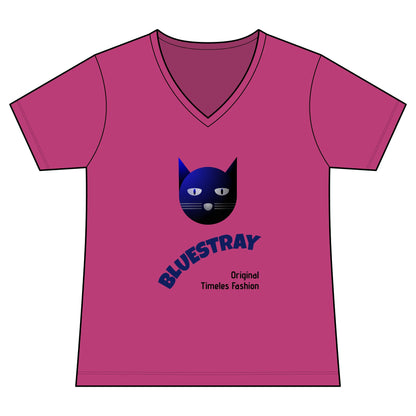 Bluestray Cat V-Neck Tee — Women's Graphic Cat Shirt