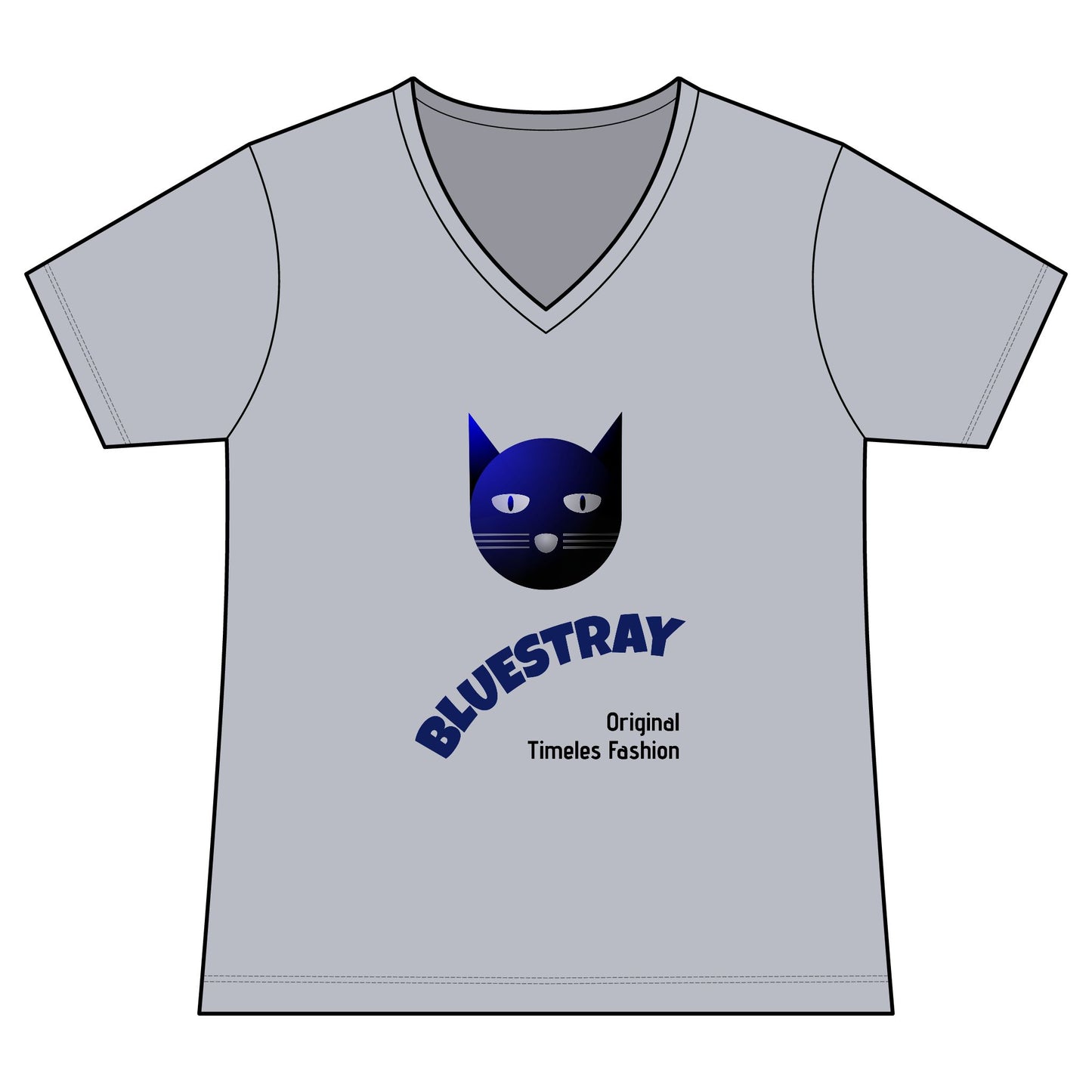 Bluestray Cat V-Neck Tee — Women's Graphic Cat Shirt