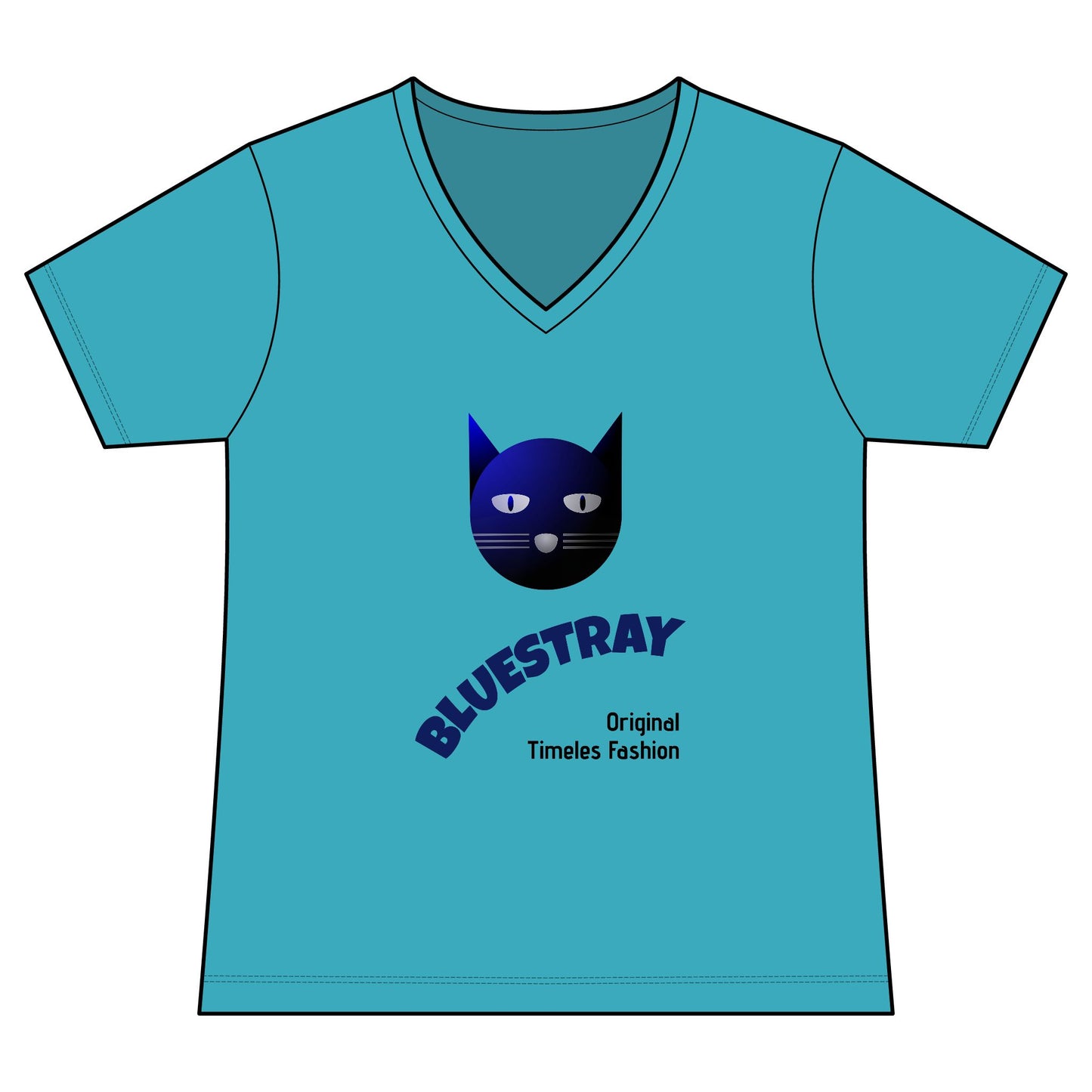 Bluestray Cat V-Neck Tee — Women's Graphic Cat Shirt