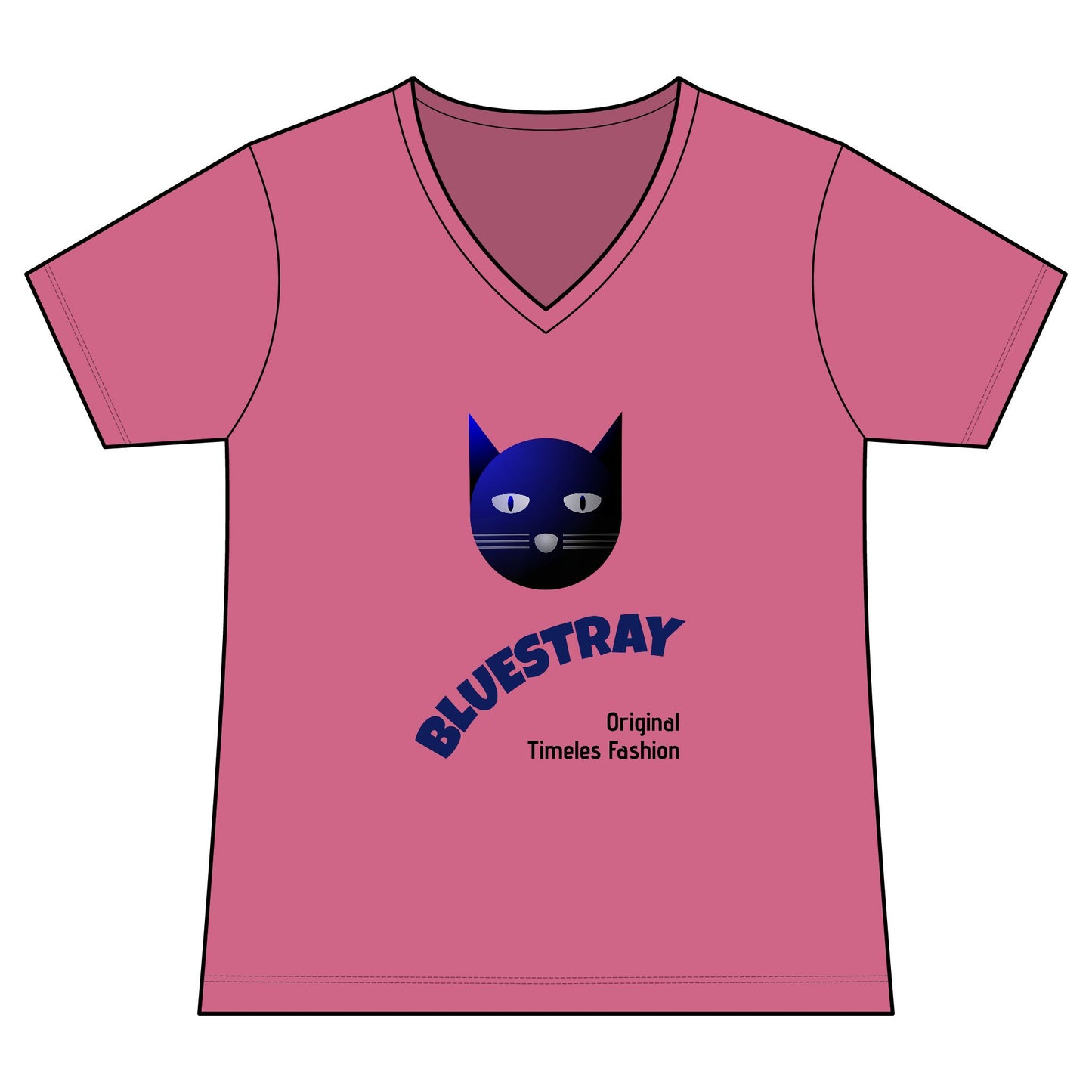 Bluestray Cat V-Neck Tee — Women's Graphic Cat Shirt