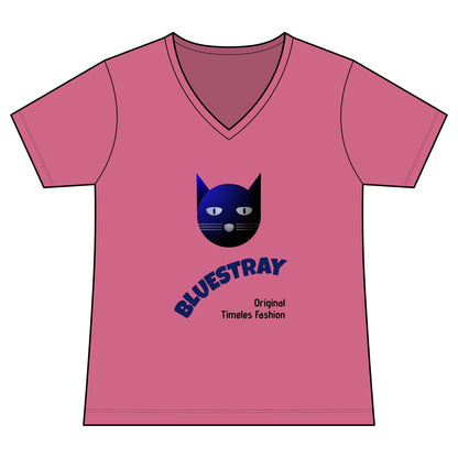 Bluestray Cat V-Neck Tee — Women's Graphic Cat Shirt