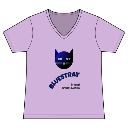 Bluestray Cat V-Neck Tee — Women's Graphic Cat Shirt