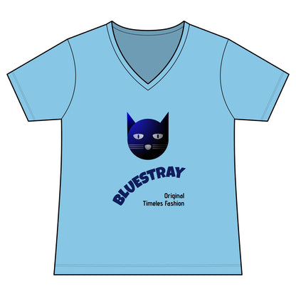 Bluestray Cat V-Neck Tee — Women's Graphic Cat Shirt
