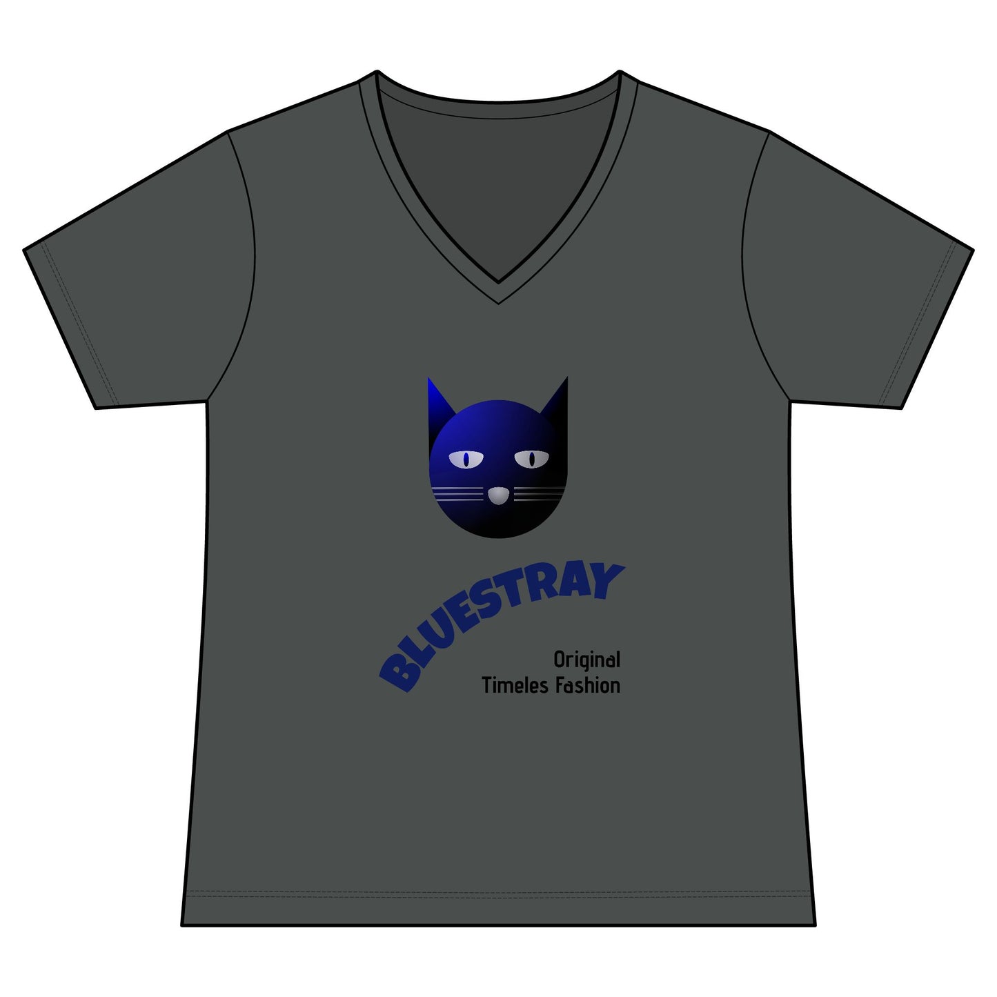 Bluestray Cat V-Neck Tee — Women's Graphic Cat Shirt