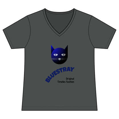 Bluestray Cat V-Neck Tee — Women's Graphic Cat Shirt