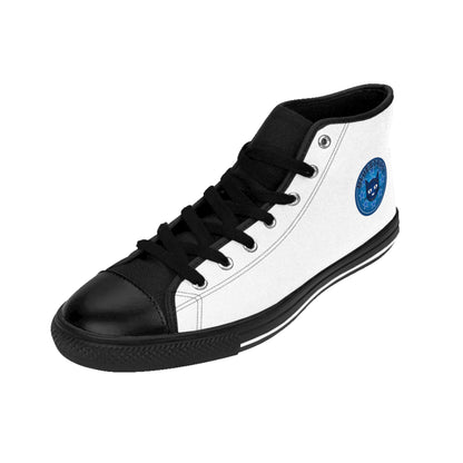 Women's Classic Sneakers — White High-Top with Bluestray Cat Patch