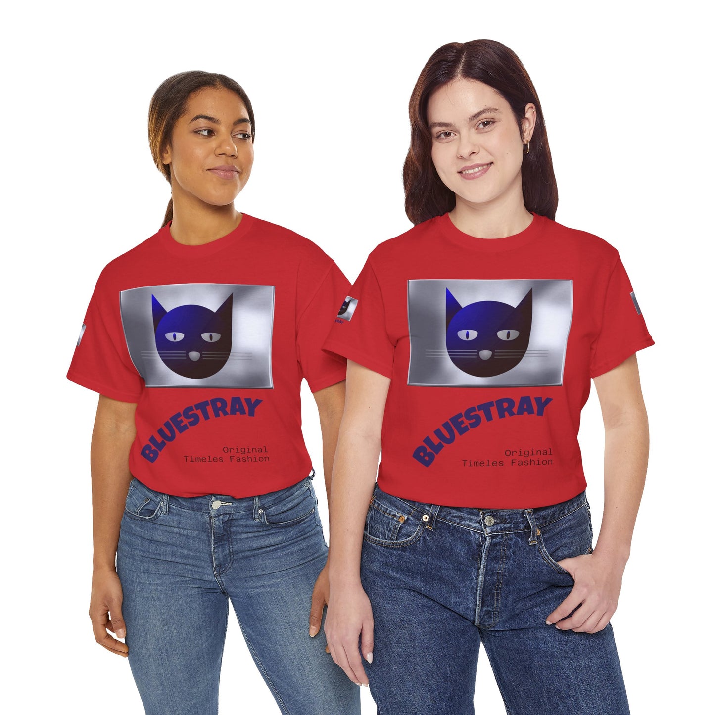 Bluestray Cat Graphic Tee — Retro Blue Cat Design