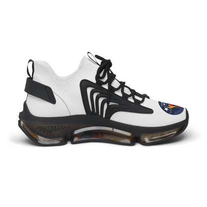 Bluestray Mesh Sneakers — White Knit Trainers with Retro Rocket Patch