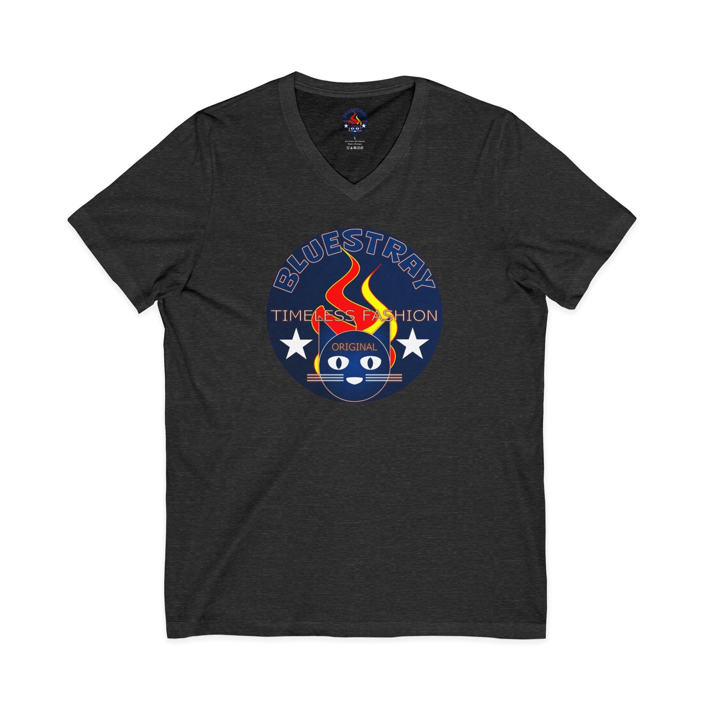 Time Station Equestrian Bluestray Cat V-Neck Tee