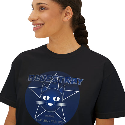 Bluestray Cat Graphic Tee — Women's Boxy Casual Top
