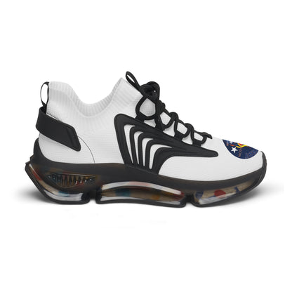 Bluestray Mesh Sneakers — White Knit Trainers with Retro Rocket Patch