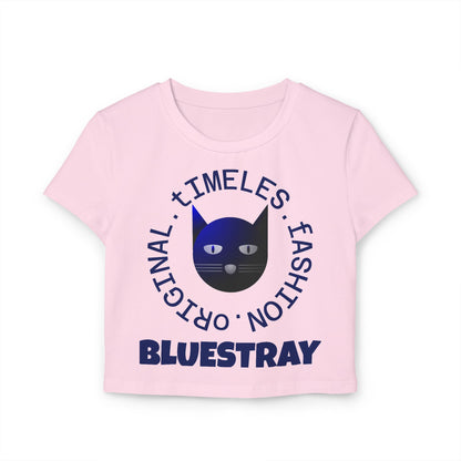 Women's Baby Tee — 'Bluestray' Cat Graphic Crop Top