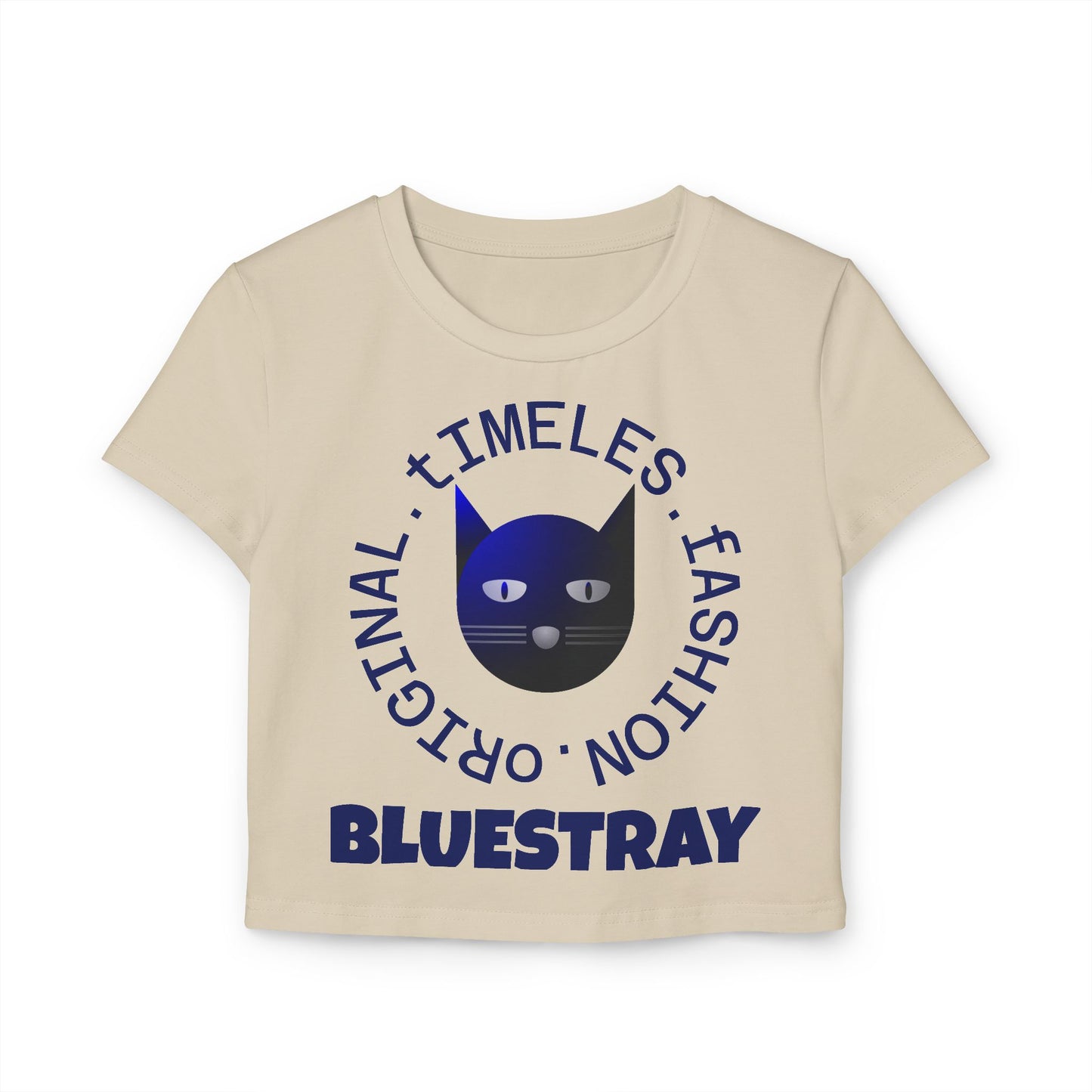 Women's Baby Tee — 'Bluestray' Cat Graphic Crop Top