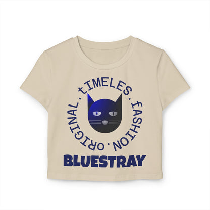 Women's Baby Tee — 'Bluestray' Cat Graphic Crop Top