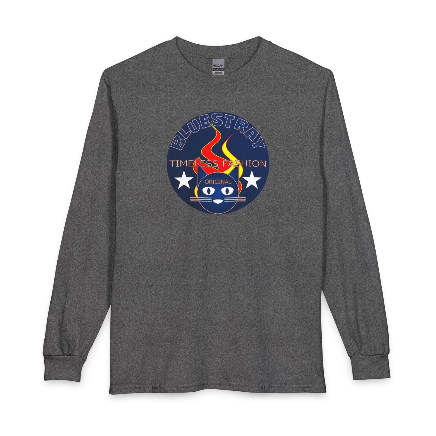 Equestrian Bluestray Time & Fashion Long Sleeve Tee — Flame Horse Logo